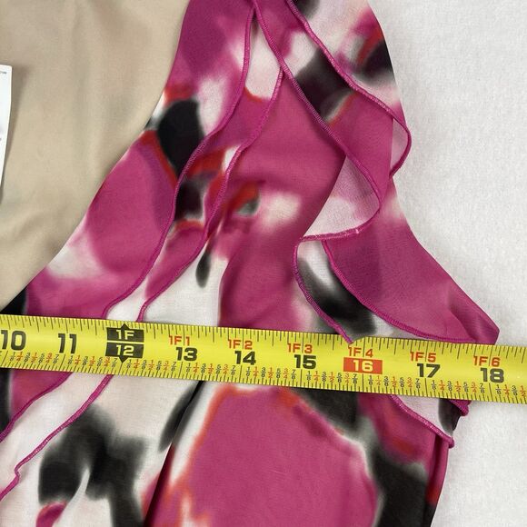 NWT Ann Taylor LOFT Ruffle V-Neck Fit Flare Mini Dress Brunch Floral Pink-10 - Picture 6 of 11